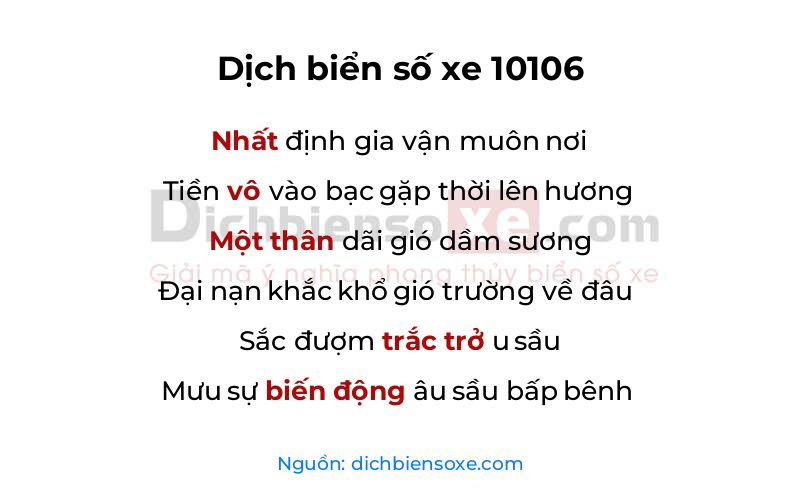 Dịch thơ biển số 10106