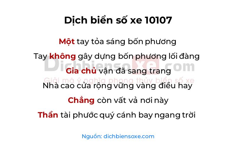 Dịch thơ biển số 10107