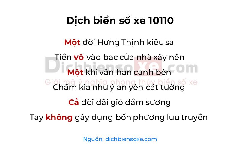 Dịch thơ biển số 10110