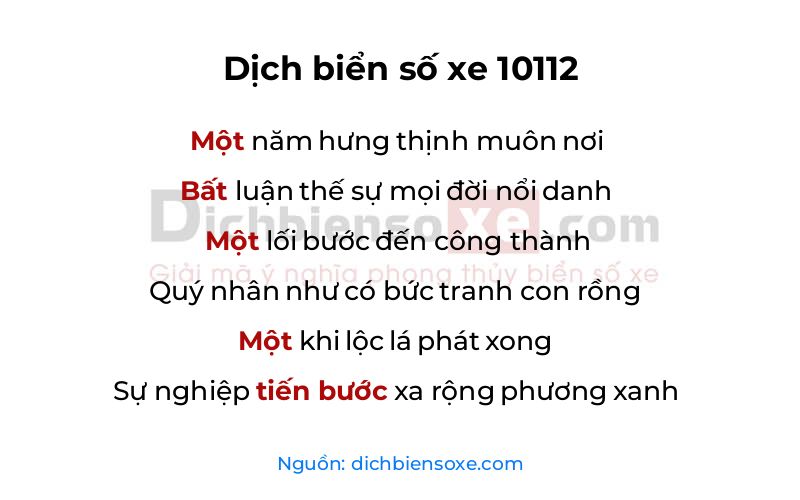 Dịch thơ biển số 10112