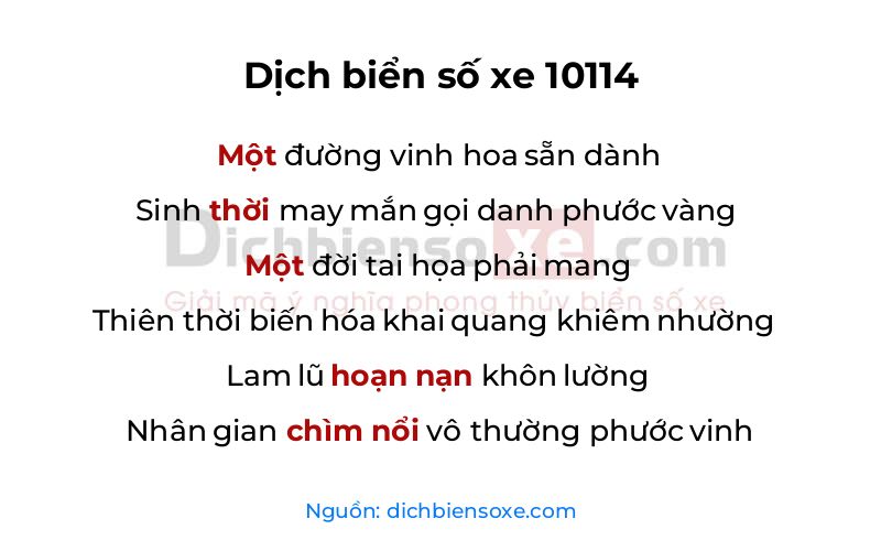 Dịch thơ biển số 10114