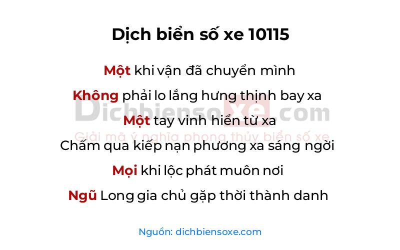 Dịch thơ biển số 10115