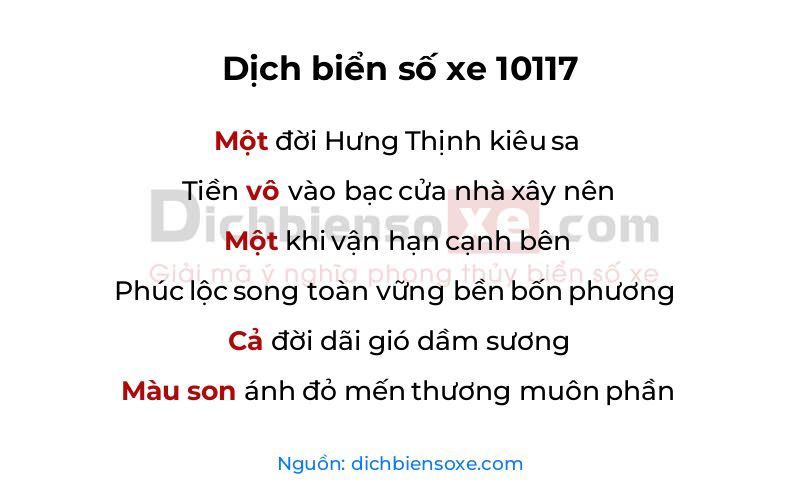 Dịch thơ biển số 10117