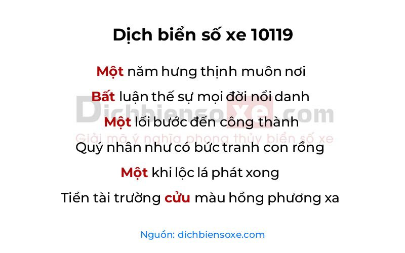 Dịch thơ biển số 10119