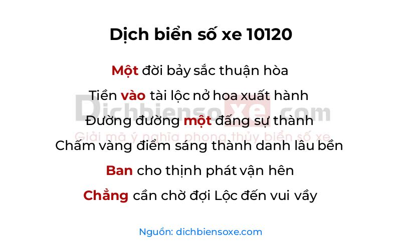 Dịch thơ biển số 10120