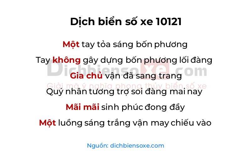 Dịch thơ biển số 10121