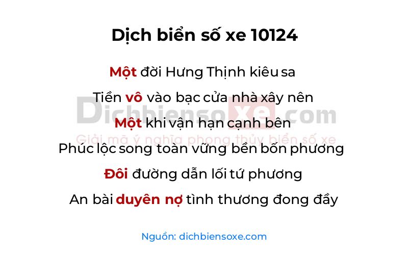 Dịch thơ biển số 10124
