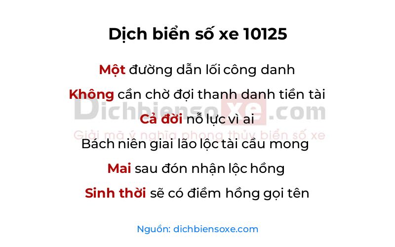 Dịch thơ biển số 10125