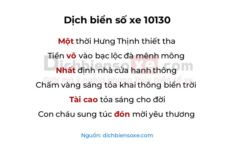Dịch thơ biển số 10130