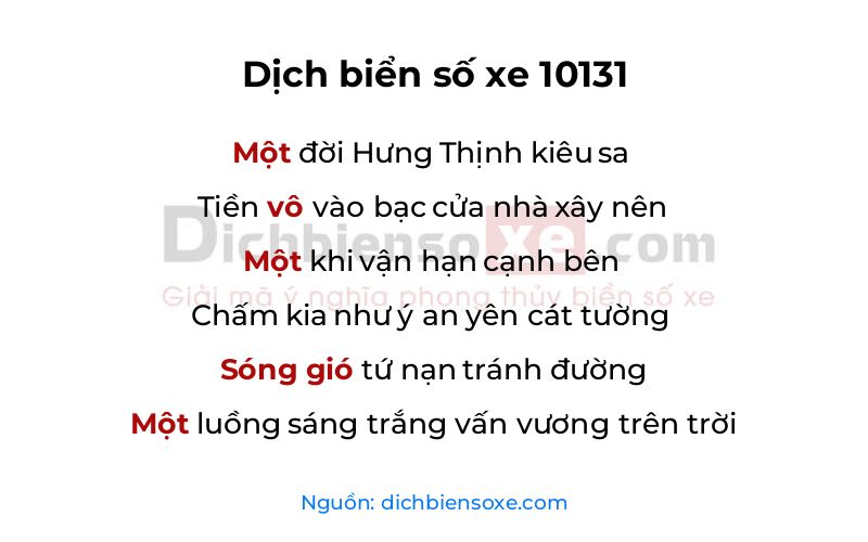 Dịch thơ biển số 10131