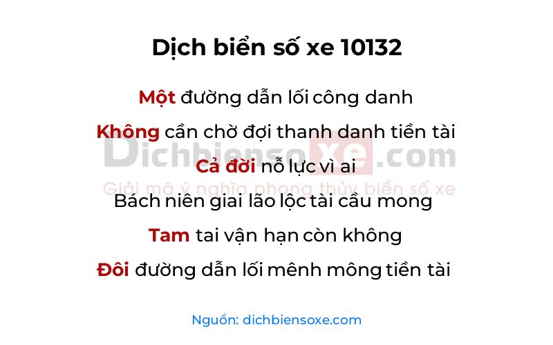 Dịch thơ biển số 10132