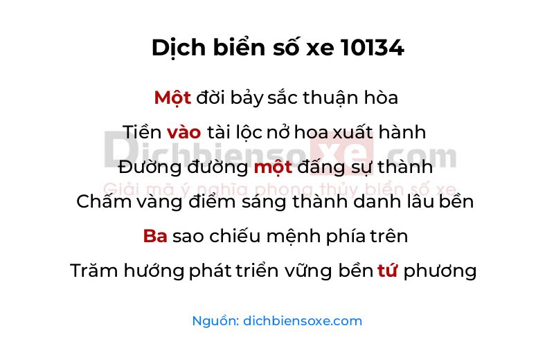 Dịch thơ biển số 10134