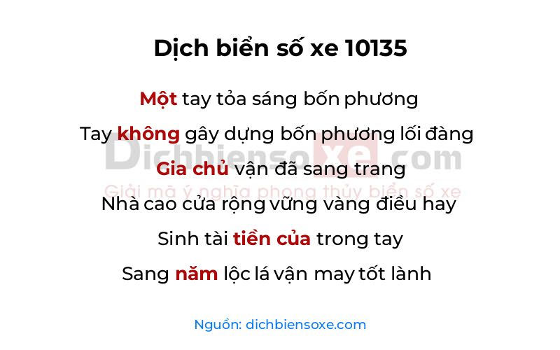 Dịch thơ biển số 10135