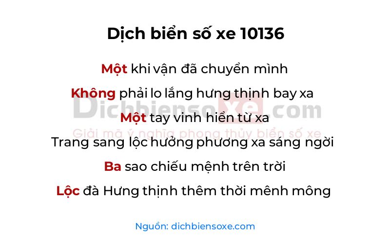 Dịch thơ biển số 10136