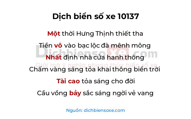 Dịch thơ biển số 10137