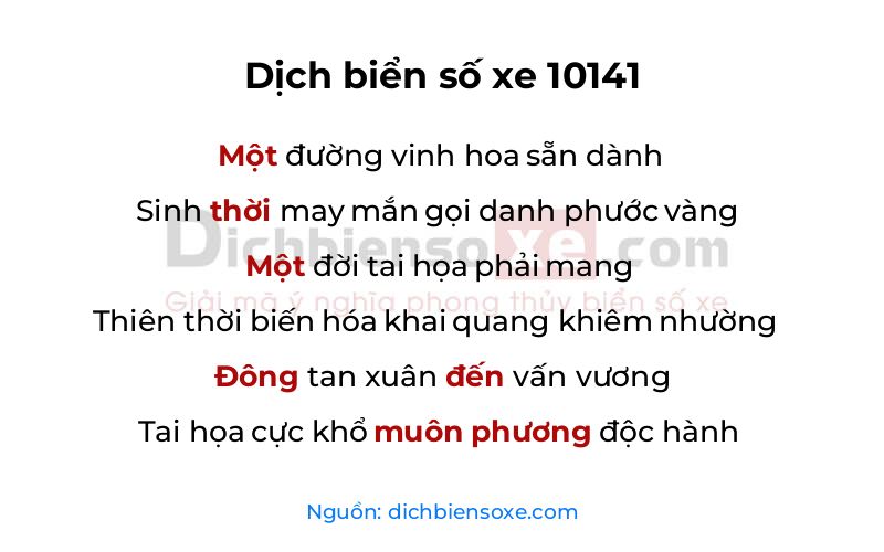 Dịch thơ biển số 10141