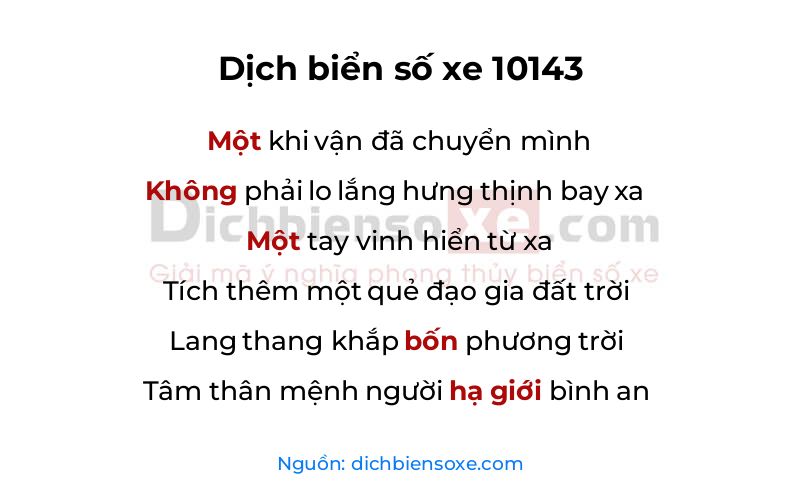 Dịch thơ biển số 10143