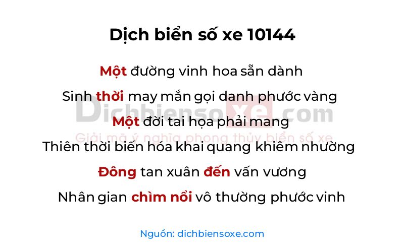 Dịch thơ biển số 10144
