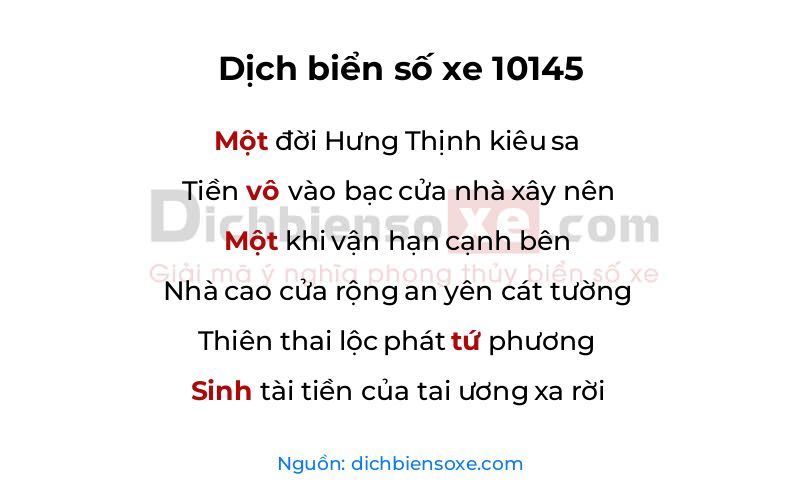Dịch thơ biển số 10145