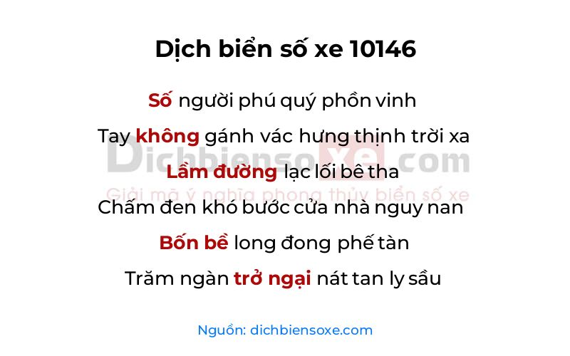 Dịch thơ biển số 10146