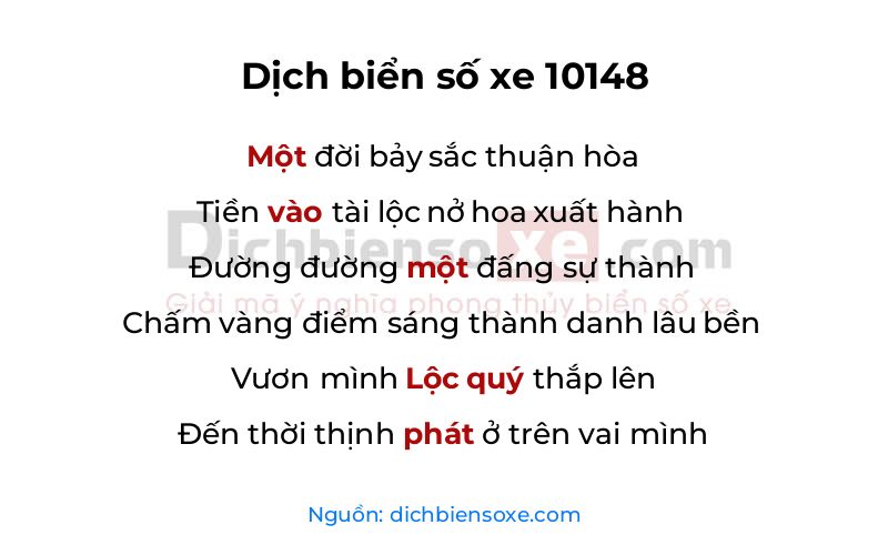 Dịch thơ biển số 10148