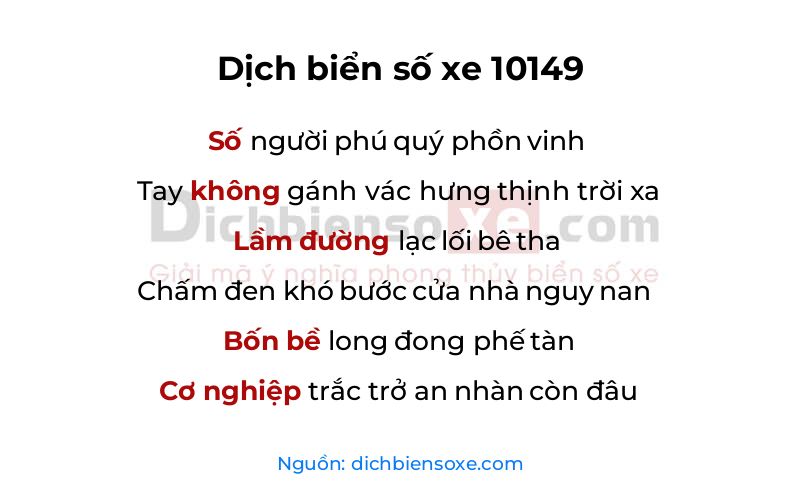 Dịch thơ biển số 10149