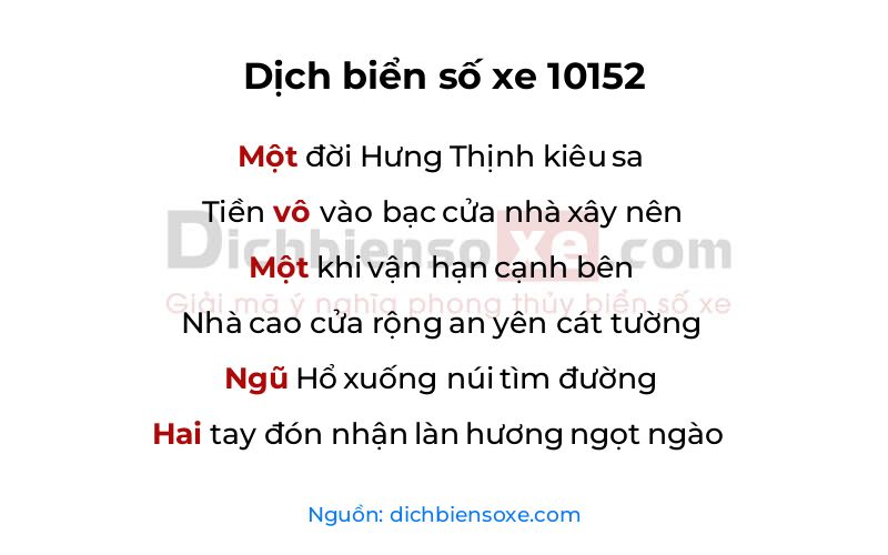 Dịch thơ biển số 10152
