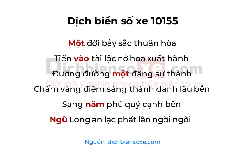 Dịch thơ biển số 10155