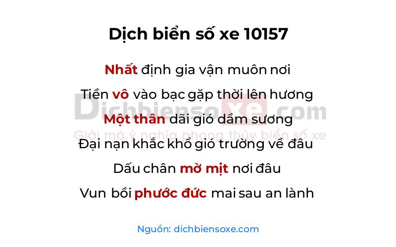 Dịch thơ biển số 10157