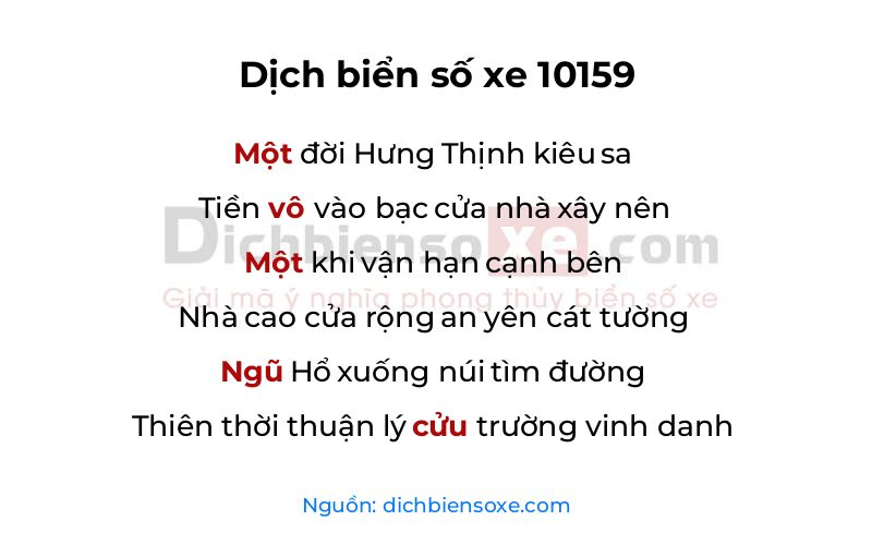 Dịch thơ biển số 10159