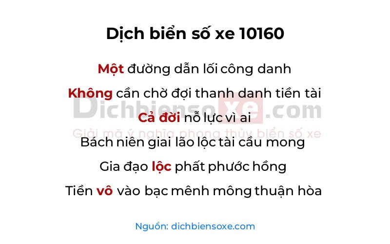 Dịch thơ biển số 10160