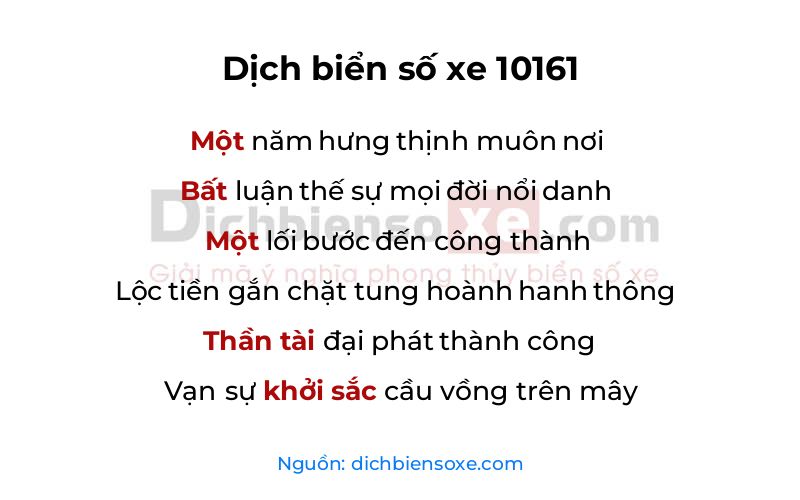 Dịch thơ biển số 10161
