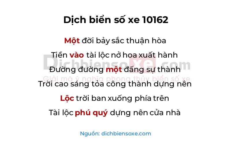 Dịch thơ biển số 10162