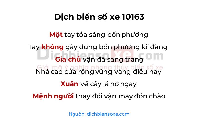 Dịch thơ biển số 10163