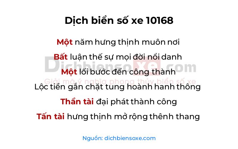 Dịch thơ biển số 10168