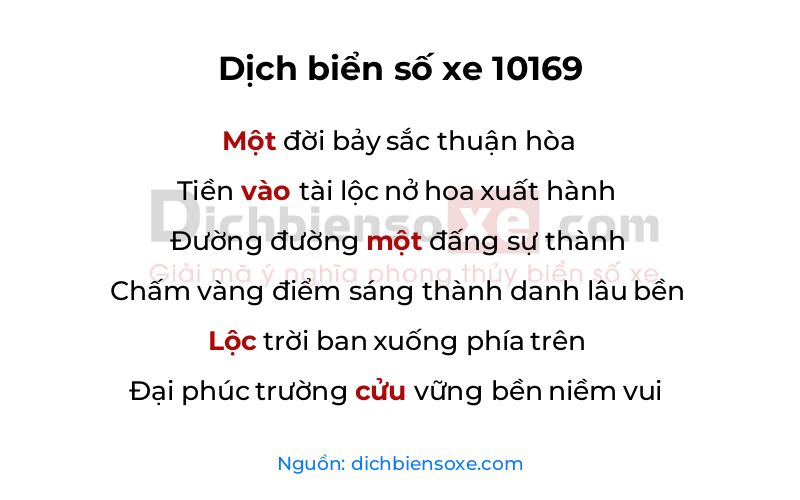 Dịch thơ biển số 10169