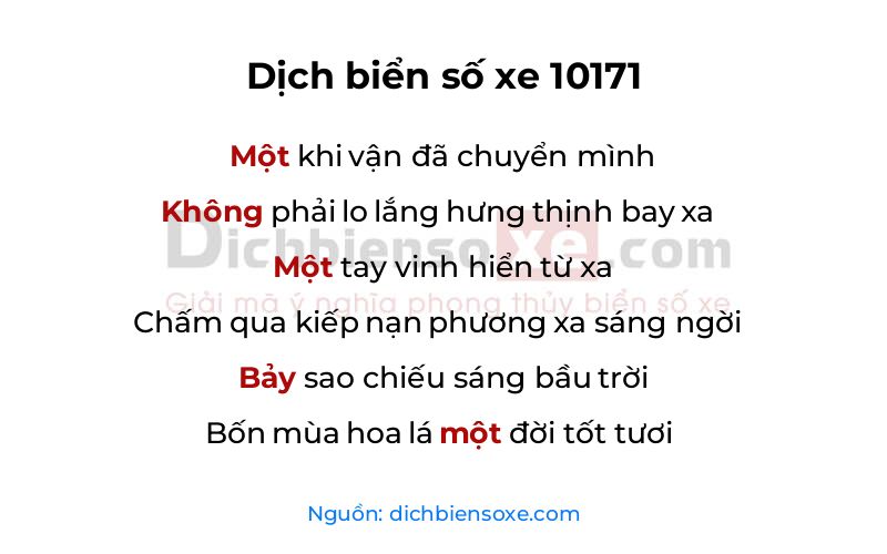 Dịch thơ biển số 10171