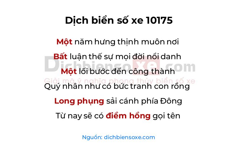 Dịch thơ biển số 10175