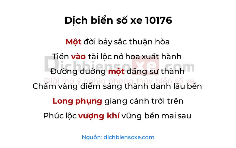 Dịch thơ biển số 10176
