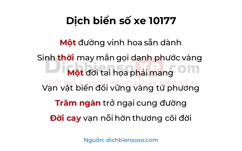 Dịch thơ biển số 10177