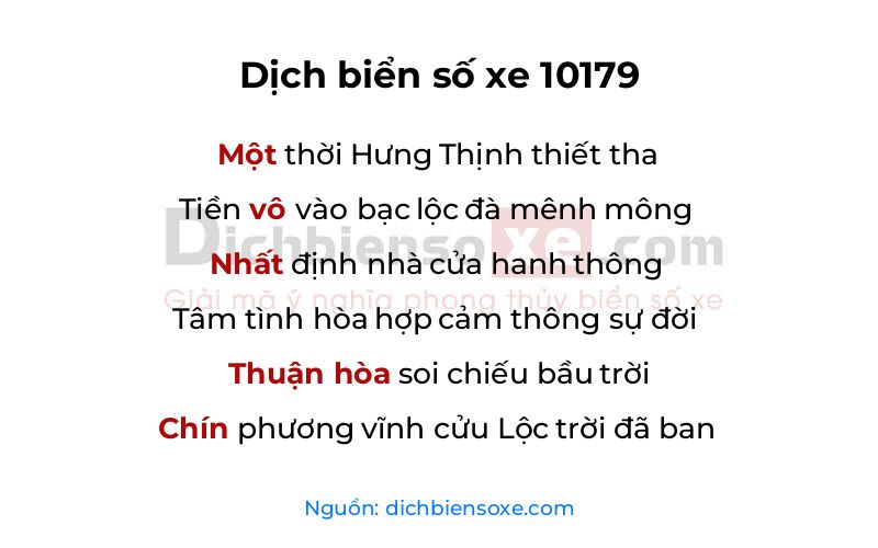 Dịch thơ biển số 10179