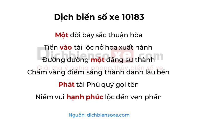 Dịch thơ biển số 10183