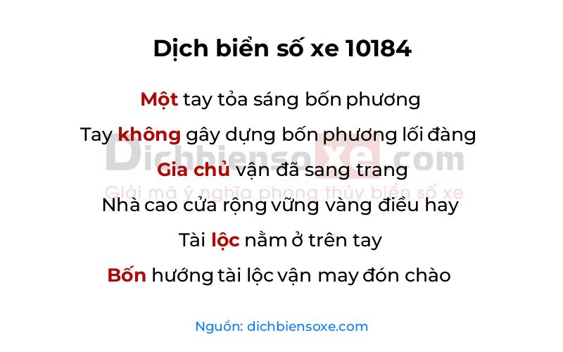 Dịch thơ biển số 10184