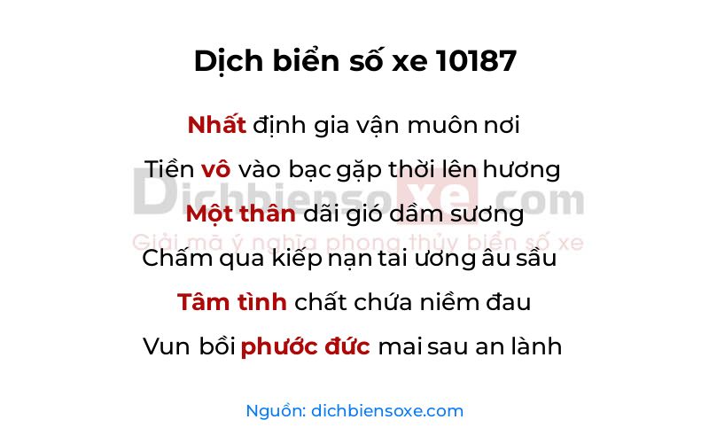Dịch thơ biển số 10187
