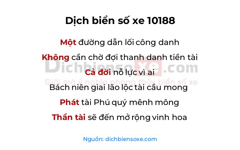 Dịch thơ biển số 10188