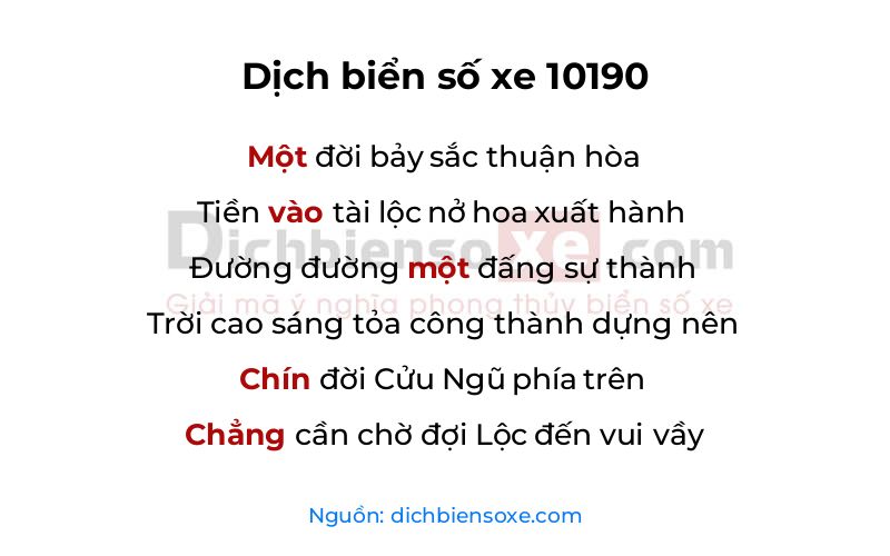 Dịch thơ biển số 10190