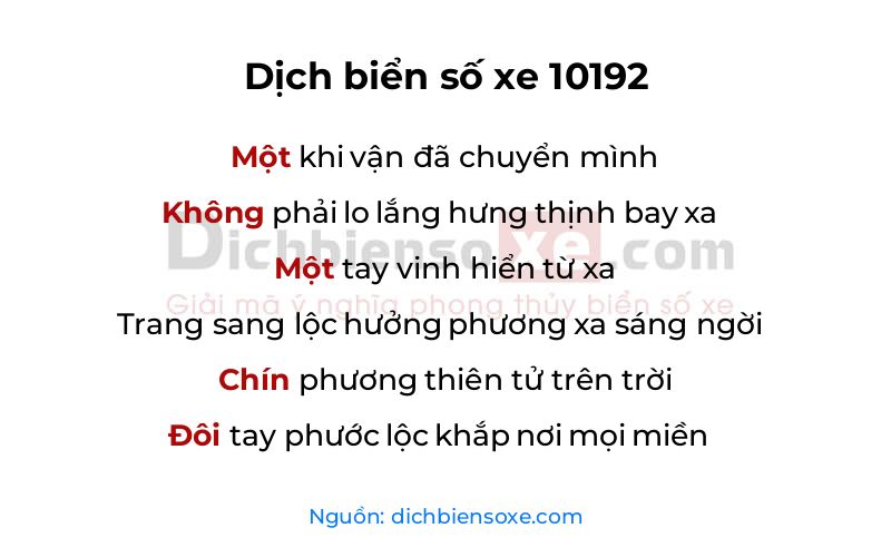 Dịch thơ biển số 10192
