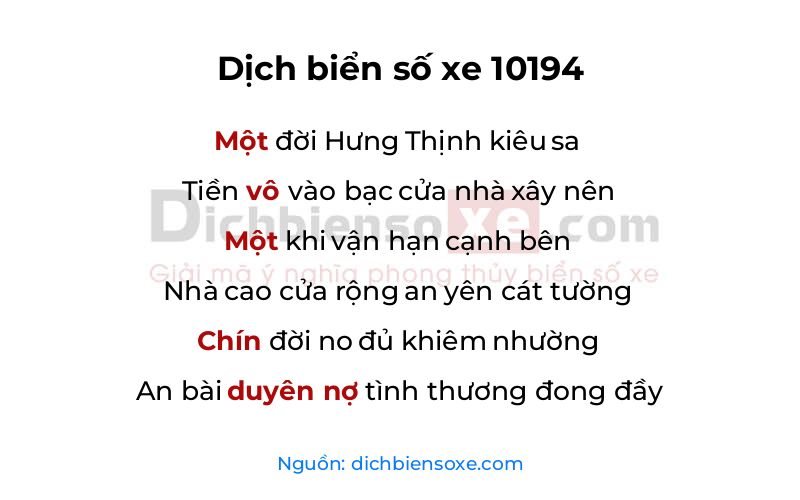 Dịch thơ biển số 10194