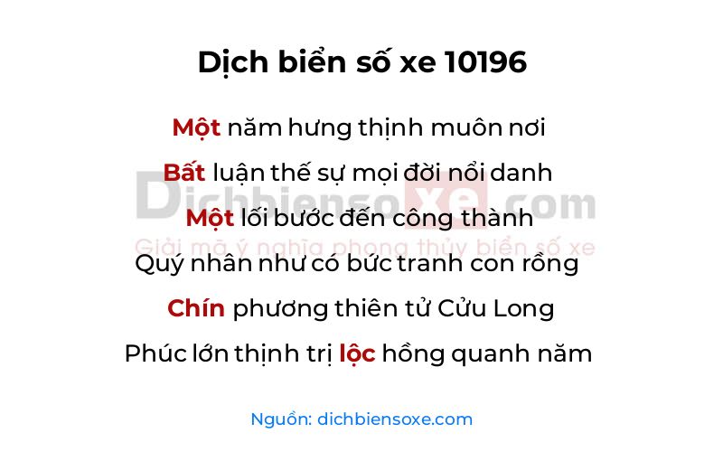 Dịch thơ biển số 10196