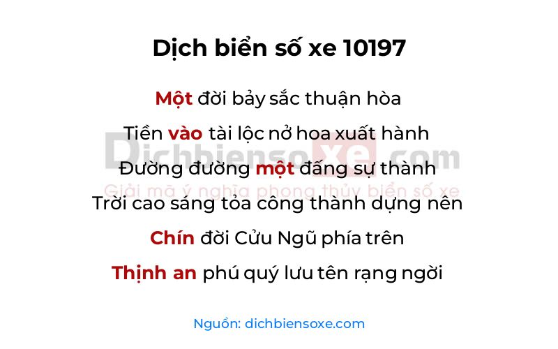 Dịch thơ biển số 10197